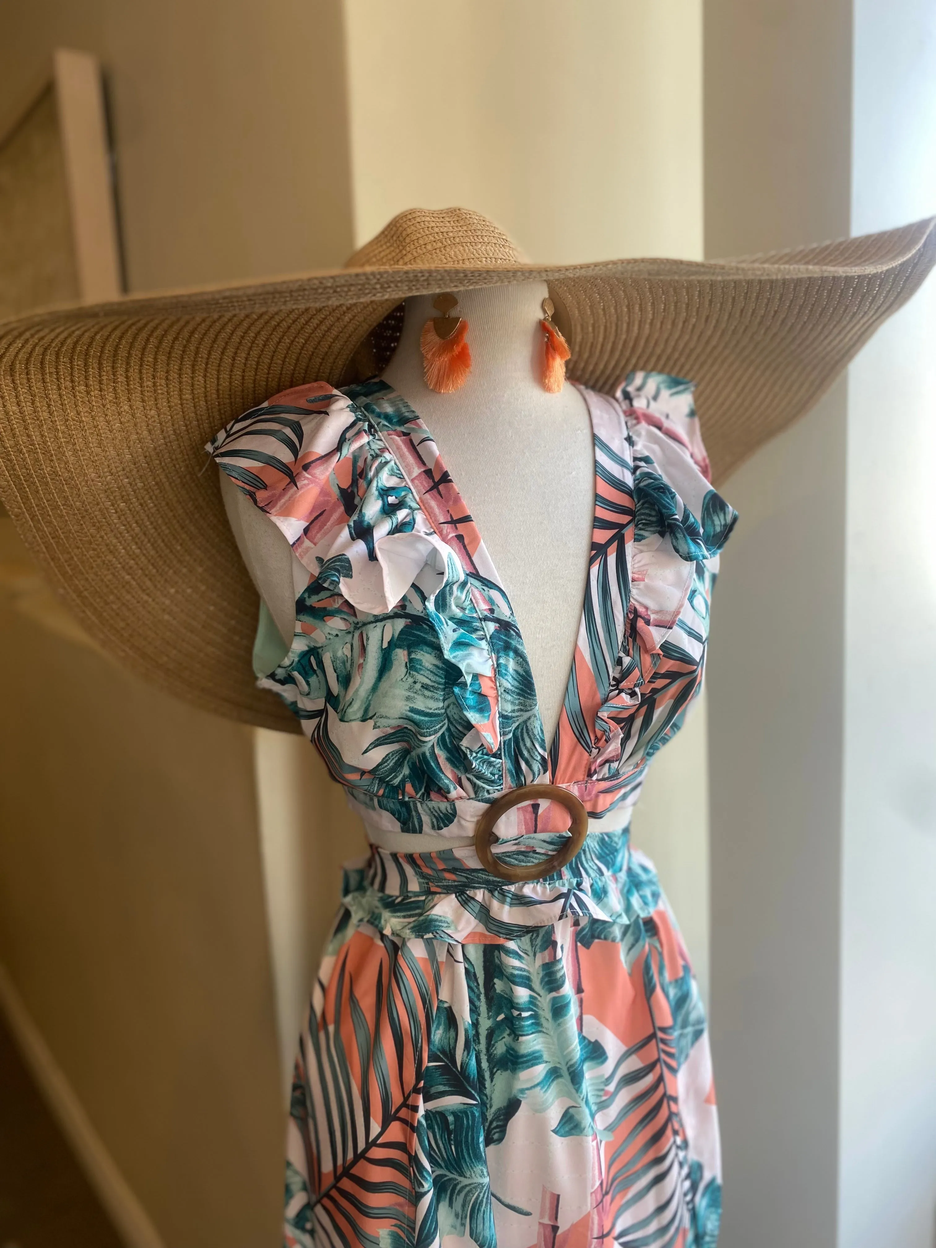 Keyhole Leafy Cutout Maxi Dress