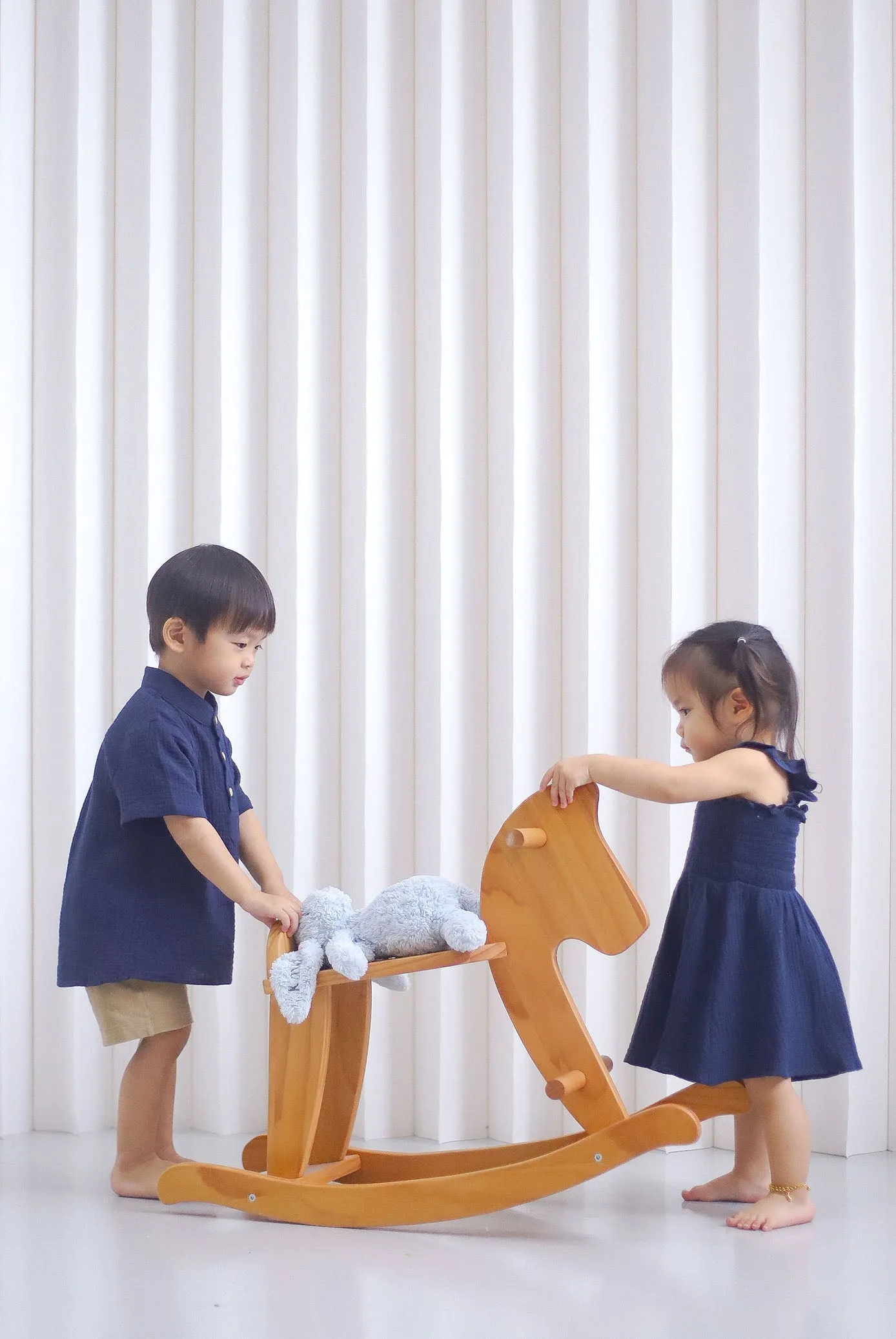 *KIDS* Bliss Ruffle Strap Smock Dress In Navy Blue