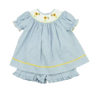 Kids on King Smocked Sunflower Two Piece Shorts Set