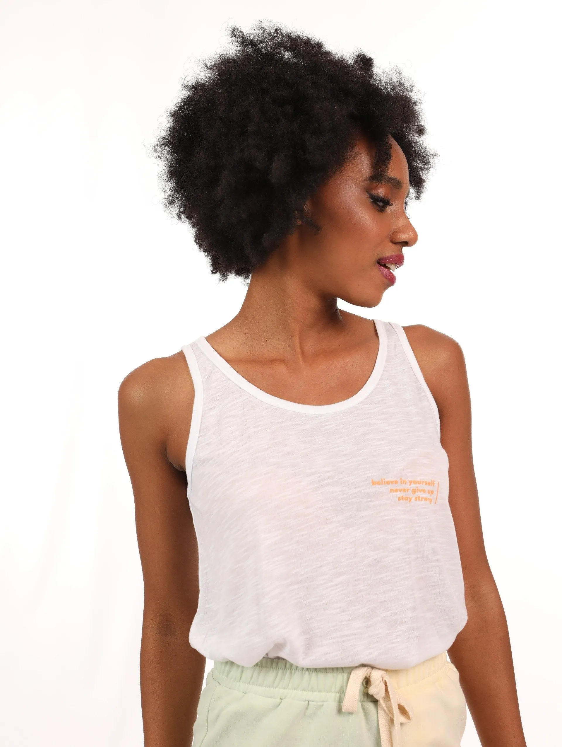 Ladies Tie Front Top - White