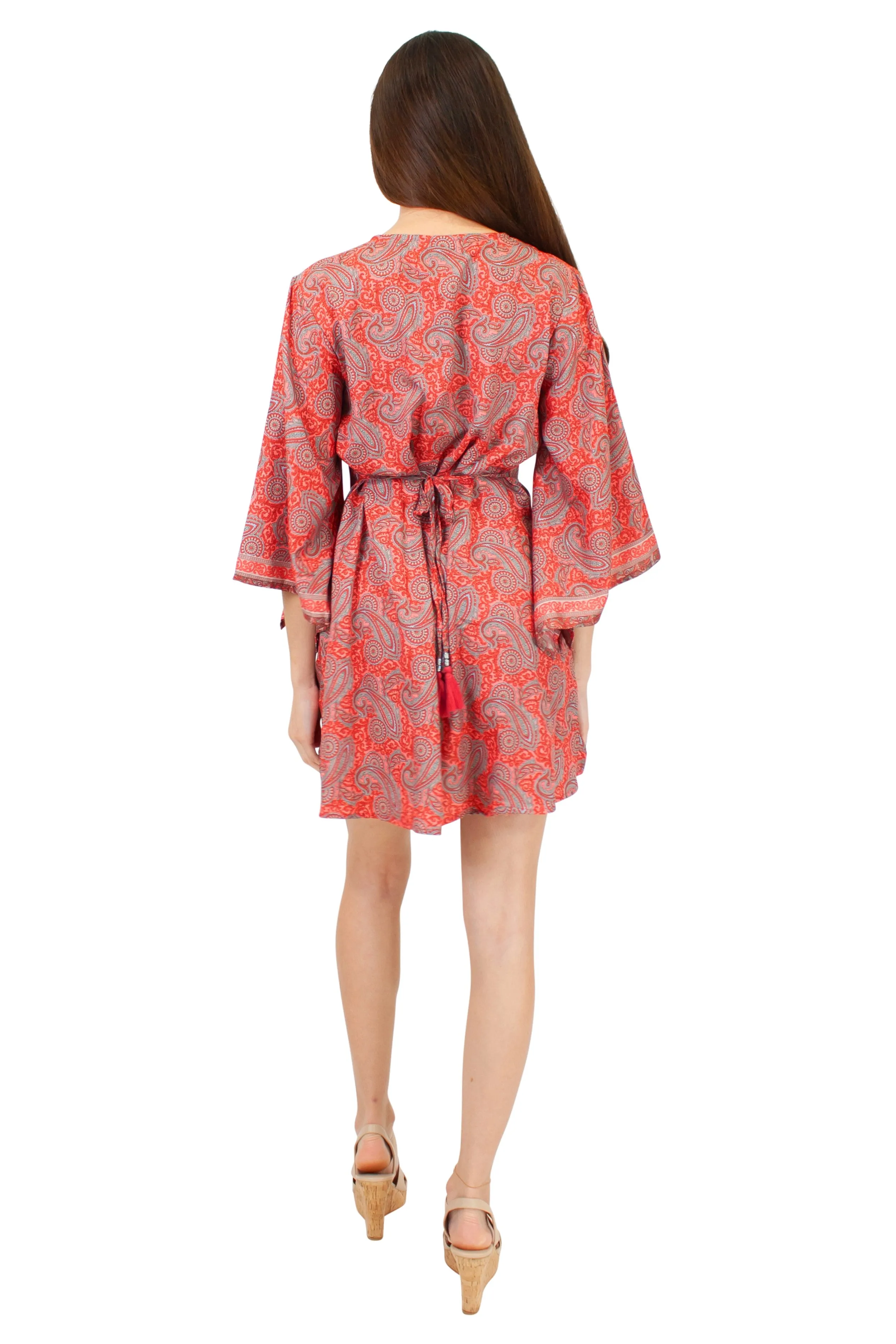 Lazy Daisy smock waist short dress in Red (5004)
