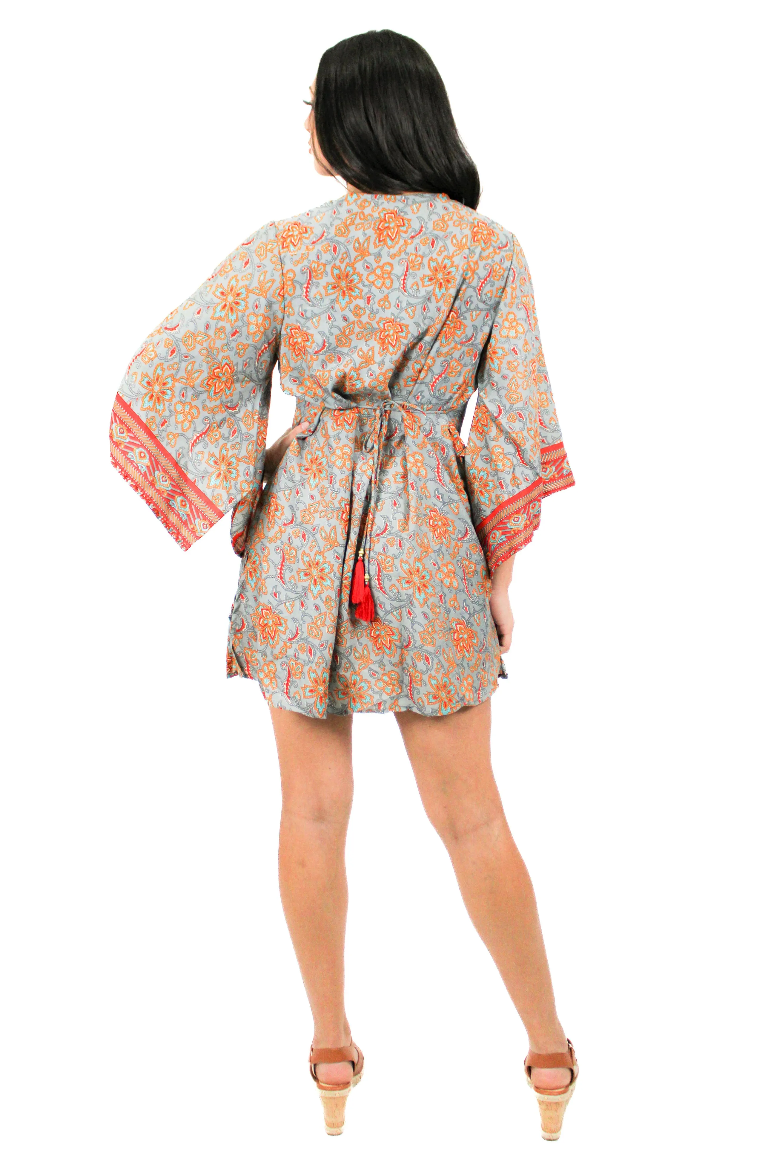 Lazy Daisy smock waist short dress in Red (5004)