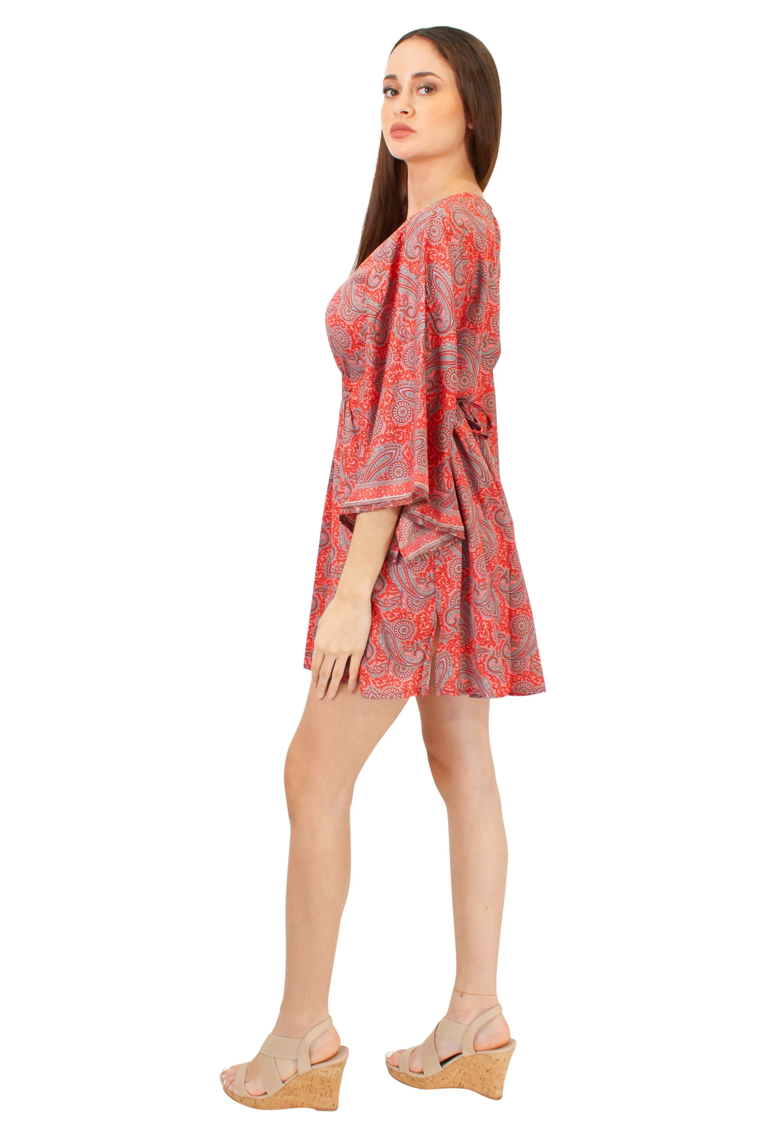 Lazy Daisy smock waist short dress in Red (5004)