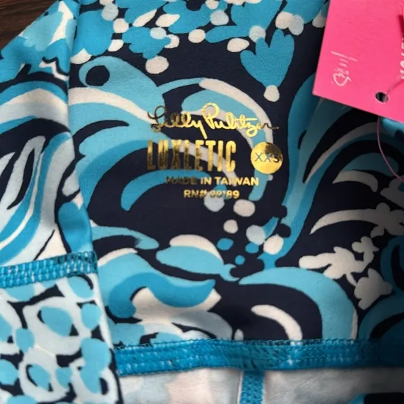 Lilly Pulitzer women’s luxletic south beach high rise blue bike shorts‎ XXS NWT