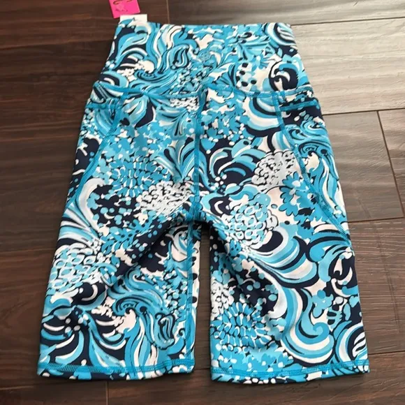 Lilly Pulitzer women’s luxletic south beach high rise blue bike shorts‎ XXS NWT