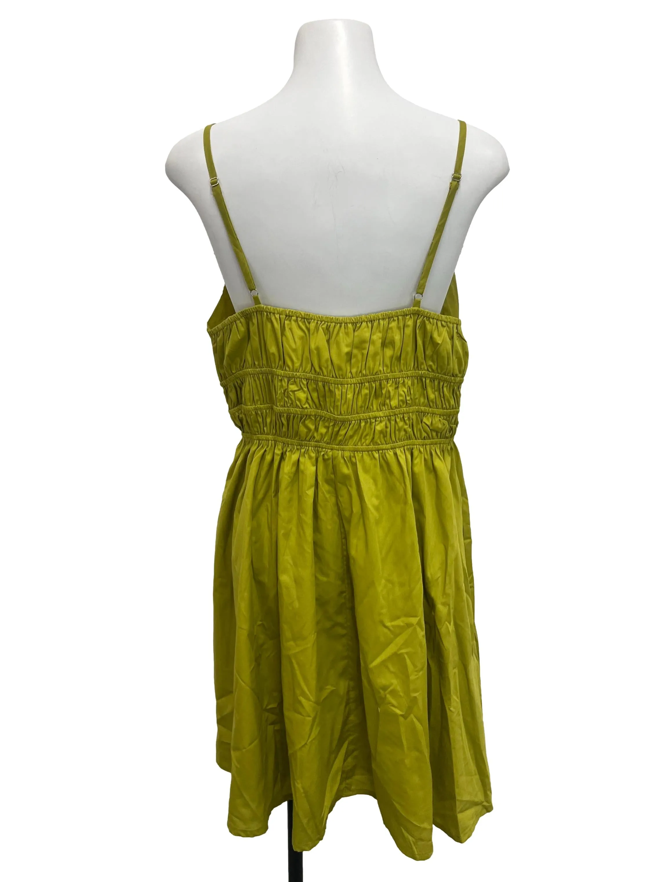 Lime Green V Neck Skater Dress TTR