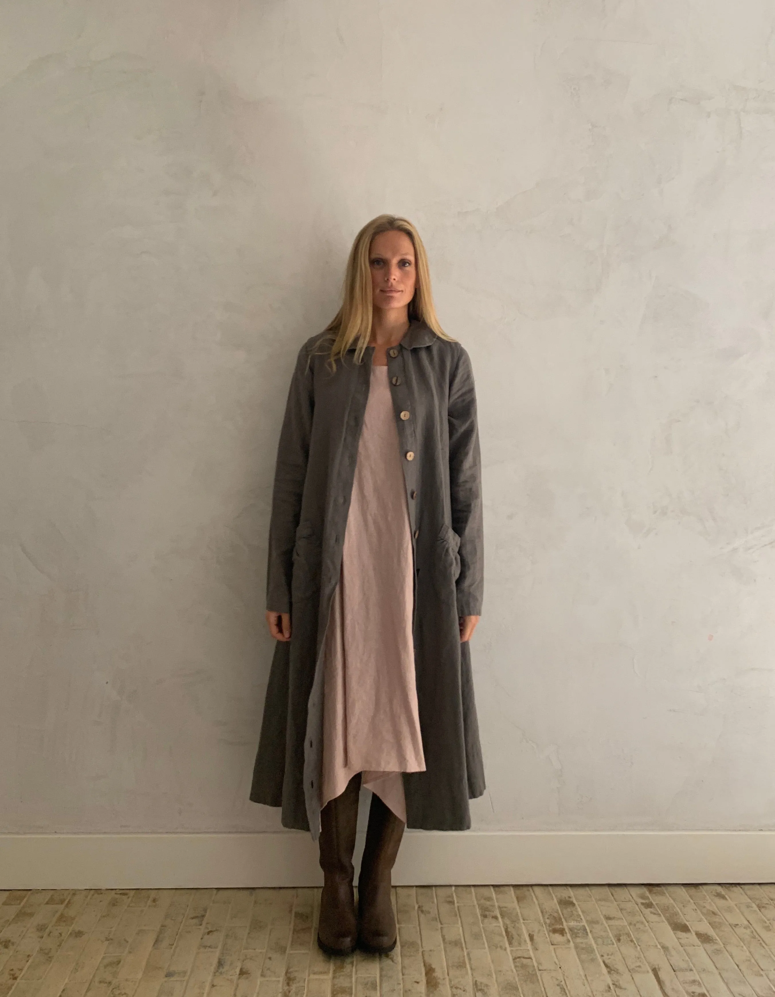 linen sleeveless dress-blush