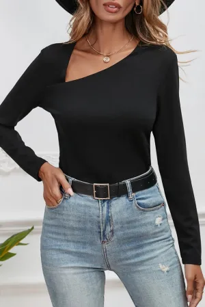 Little Daisy Closet Asymmetric Neckline Slim Fit Top 30% Off Fall Sale!