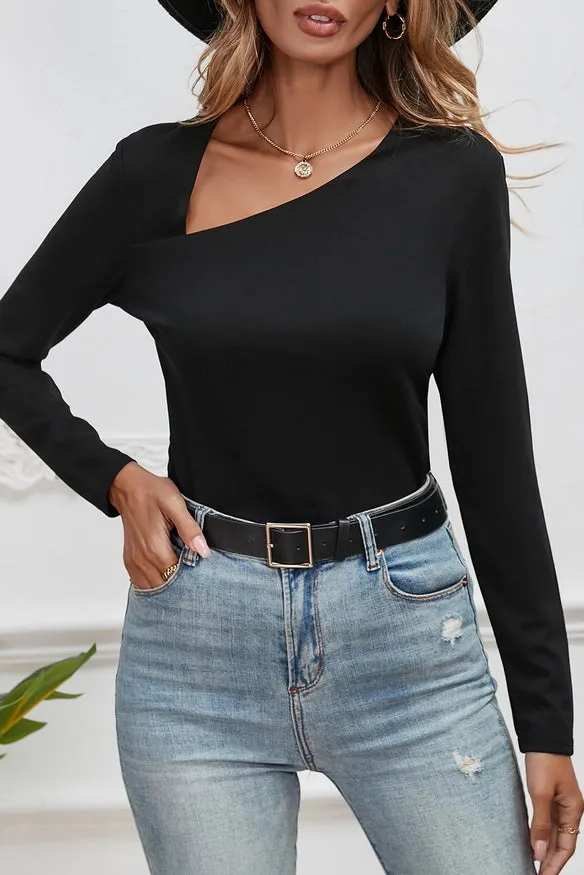 Little Daisy Closet Asymmetric Neckline Slim Fit Top 30% Off Fall Sale!