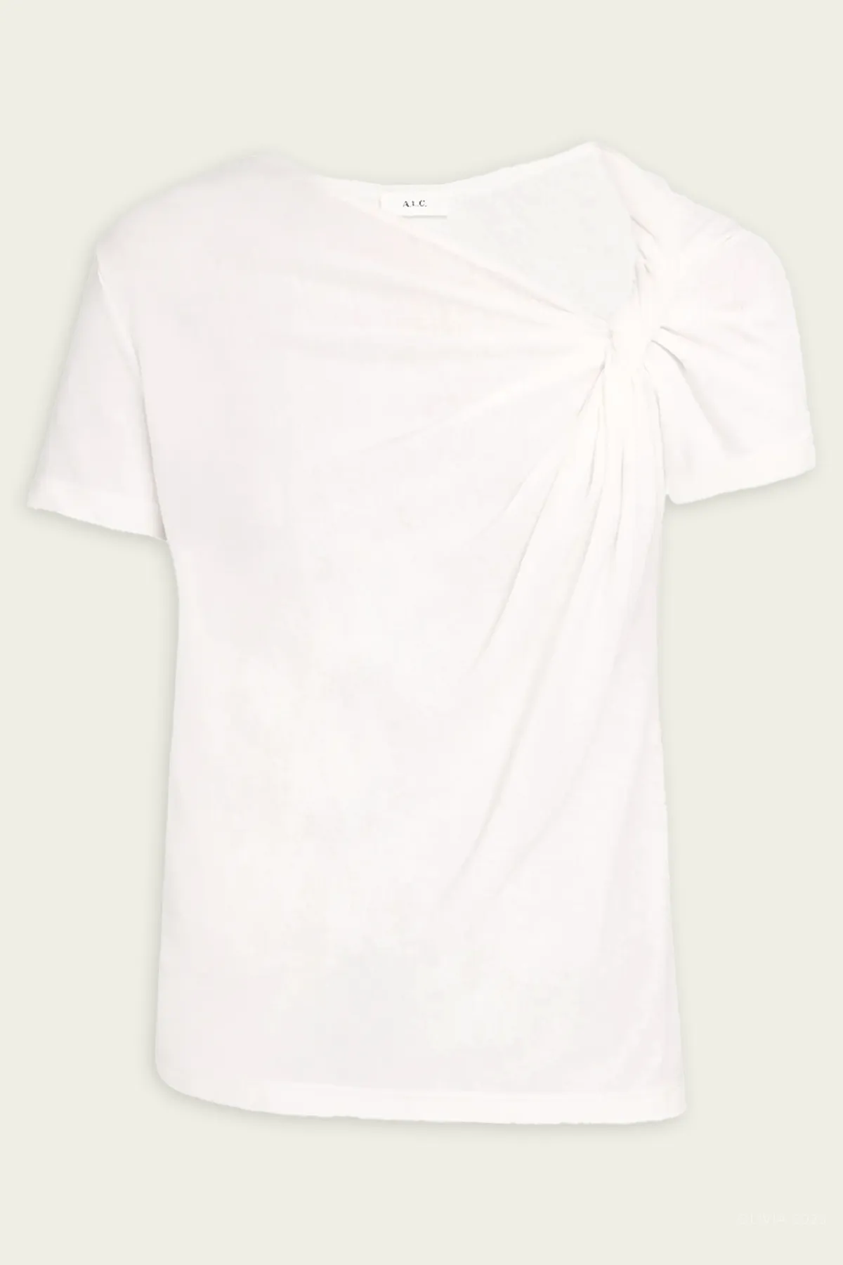 Liz Asymmetric Cotton Crepe Tee in White