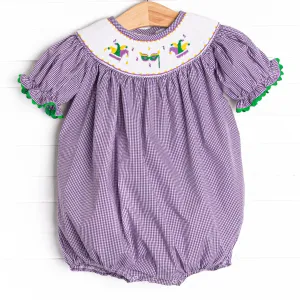 Mardi Gras Jester Smocked Bubble, Purple