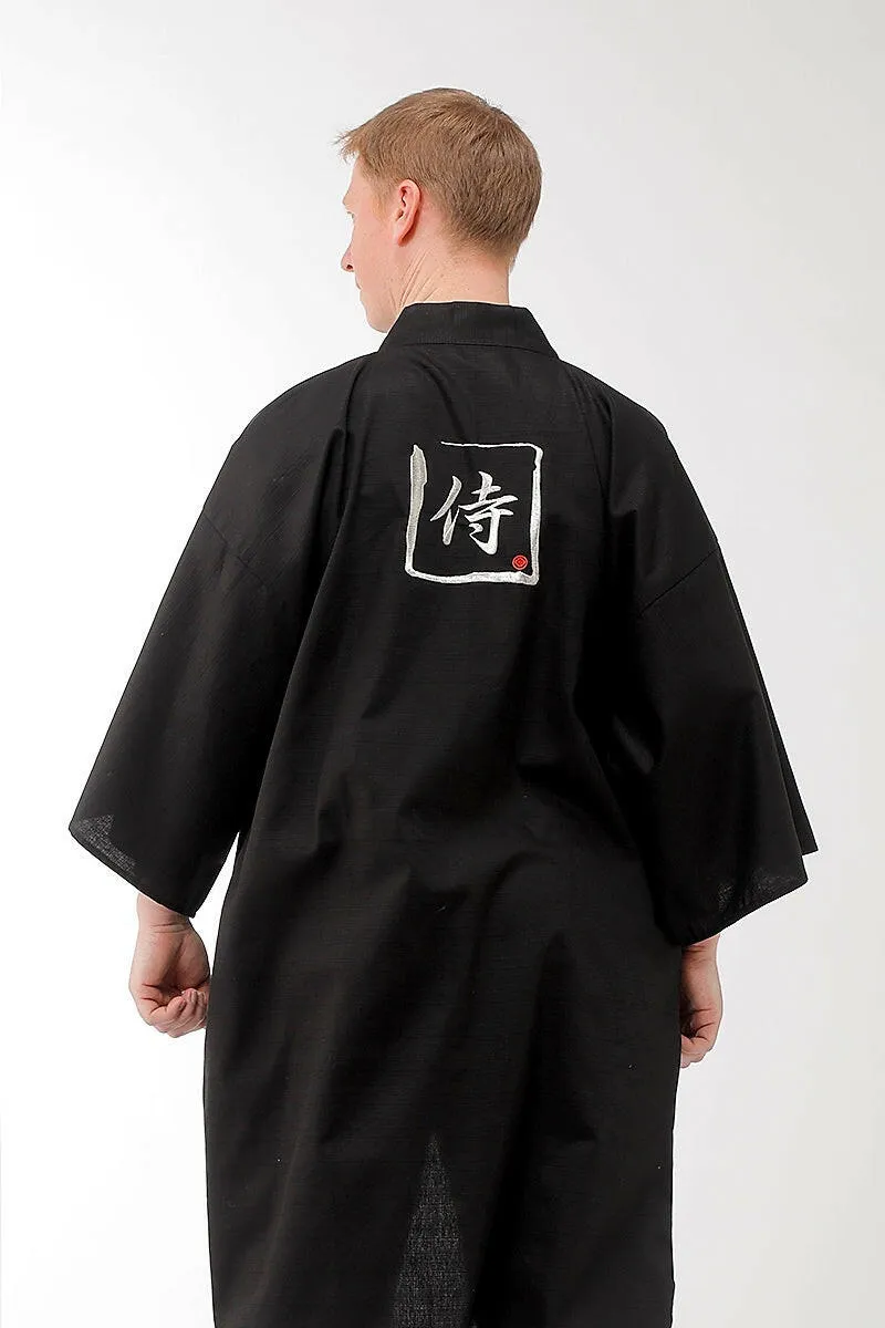 Men SAMURAI Cotton Kimono Silver