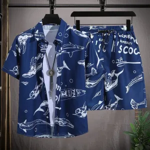 Men's Hawaiian Beach Set  Short Sleeve Shirt & Shorts