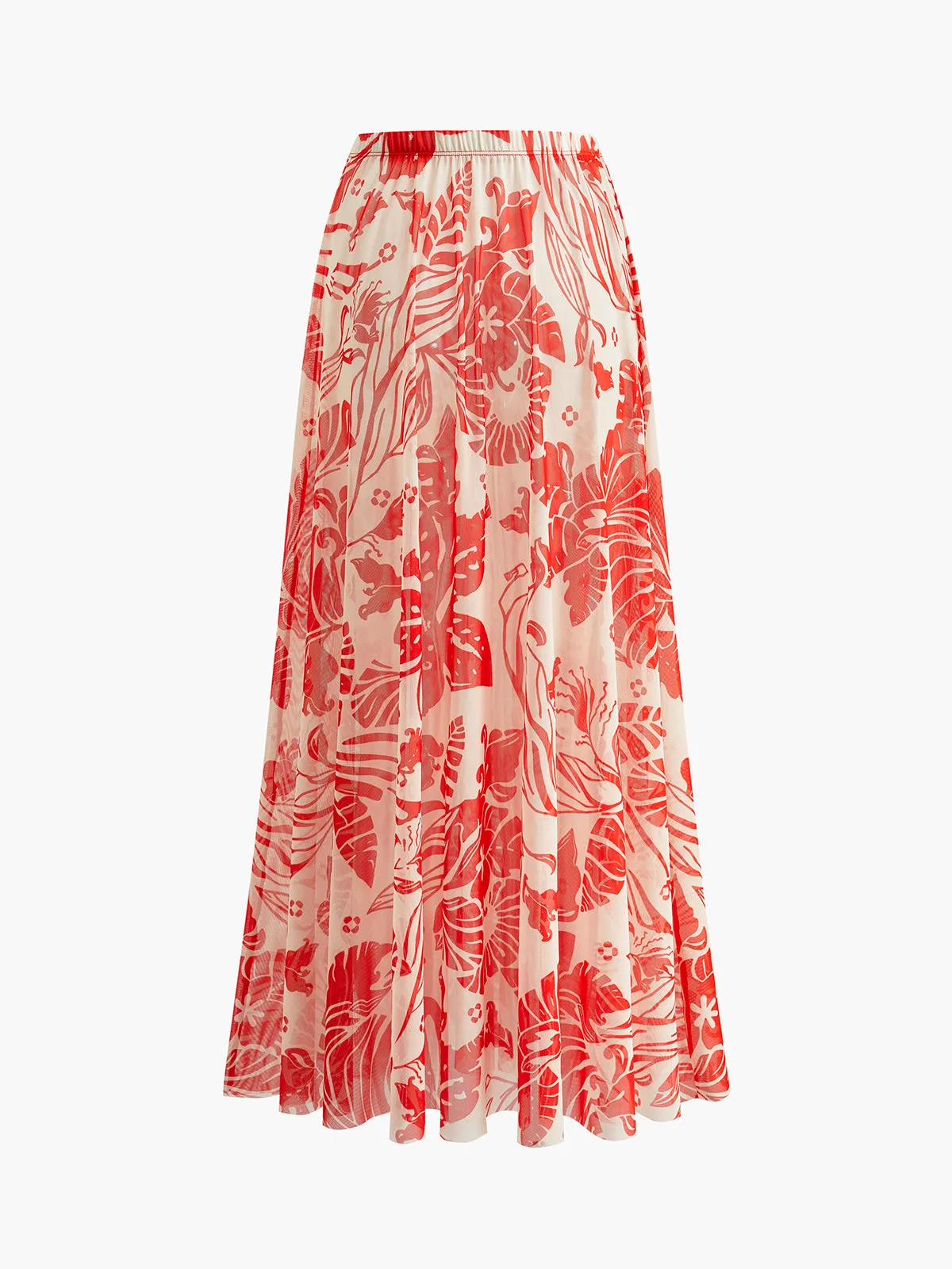 Mesh Printed Cover-Up Skirt