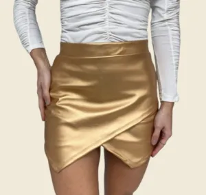 Metallic Skort Skirt in Front Shorts in Back
