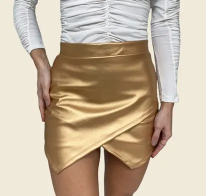 Metallic Skort Skirt in Front Shorts in Back