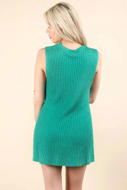 Mint Round Neck Top & Shorts Sweater Set
