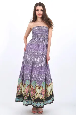 MISS PINKI Scarlett boobtube bandeau strapless Maxi dress in lilac floral