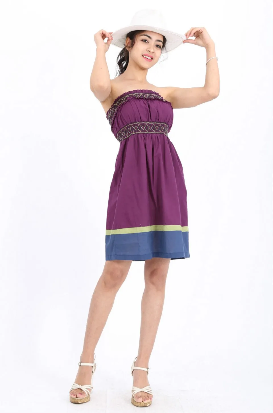 MISS PINKI Stella boob-tube dress in purple Embroidery dress mini dress casual dress summer dress sundress beach dress