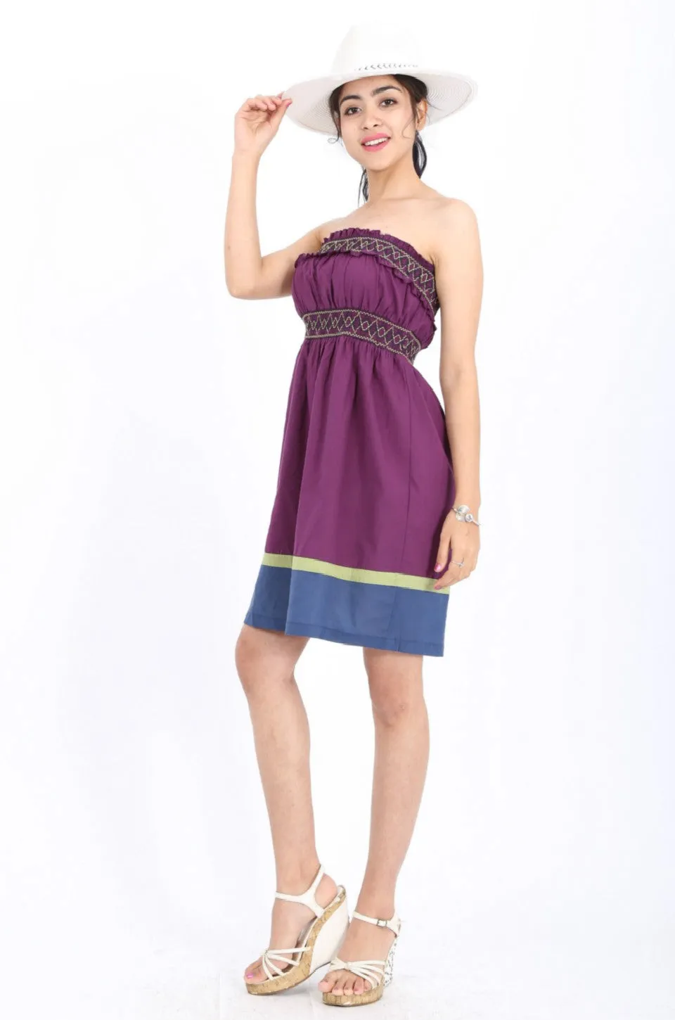 MISS PINKI Stella boob-tube dress in purple Embroidery dress mini dress casual dress summer dress sundress beach dress