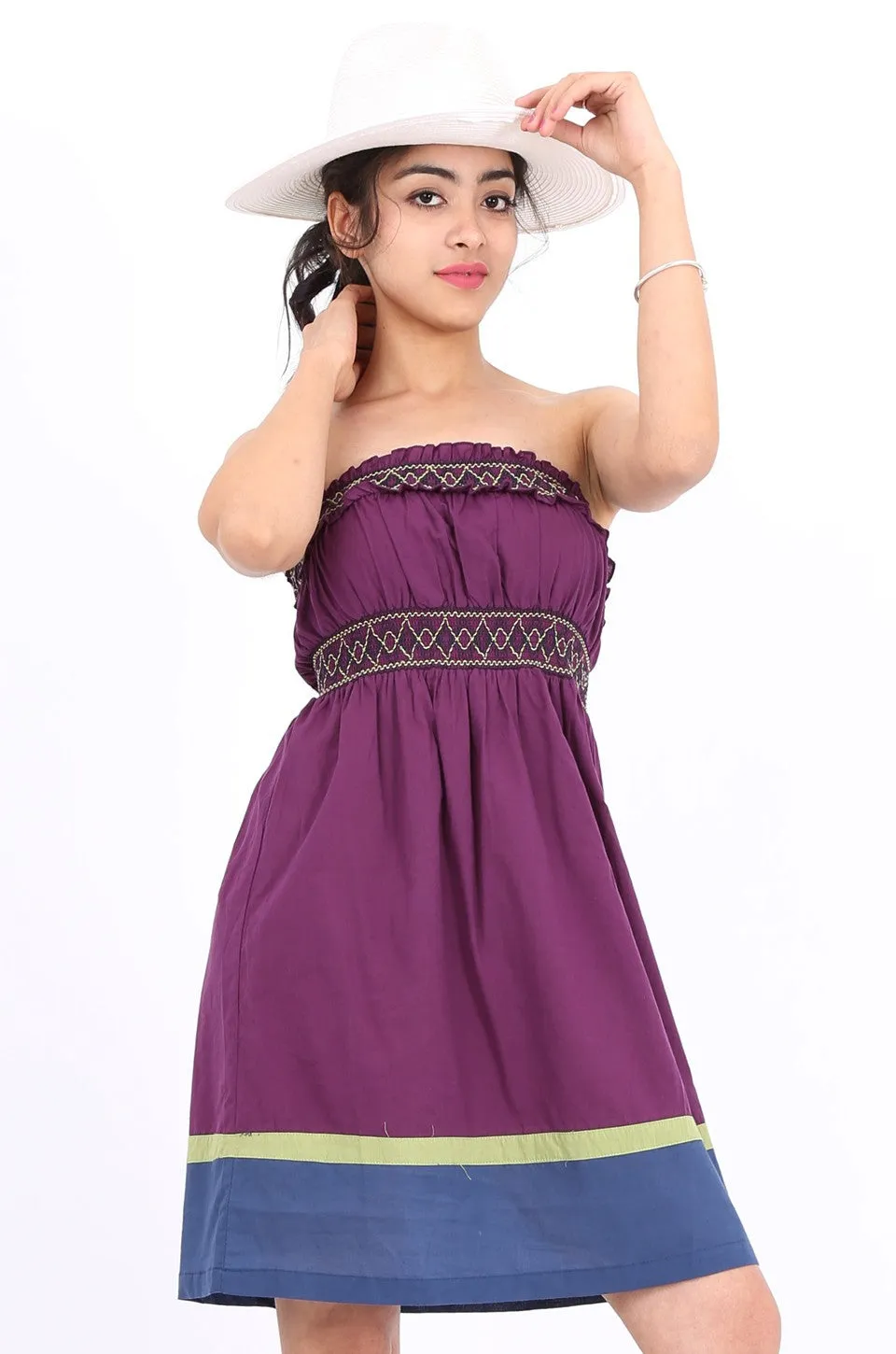 MISS PINKI Stella boob-tube dress in purple Embroidery dress mini dress casual dress summer dress sundress beach dress