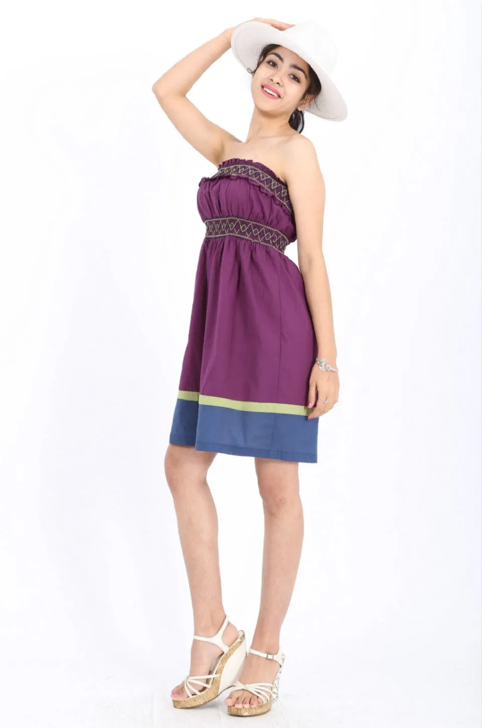 MISS PINKI Stella boob-tube dress in purple Embroidery dress mini dress casual dress summer dress sundress beach dress