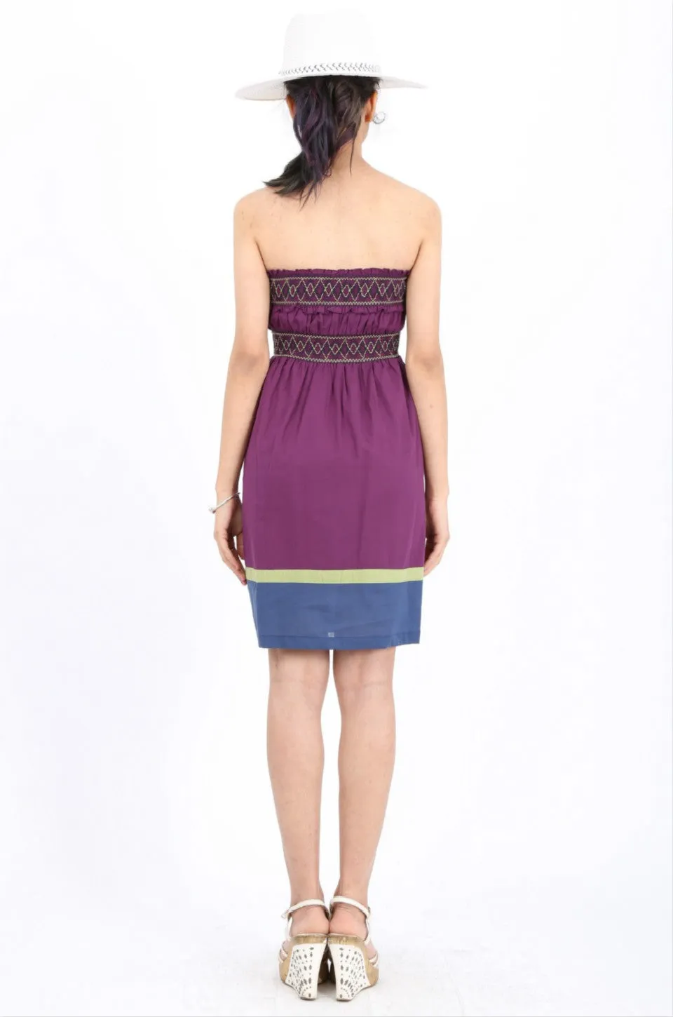 MISS PINKI Stella boob-tube dress in purple Embroidery dress mini dress casual dress summer dress sundress beach dress