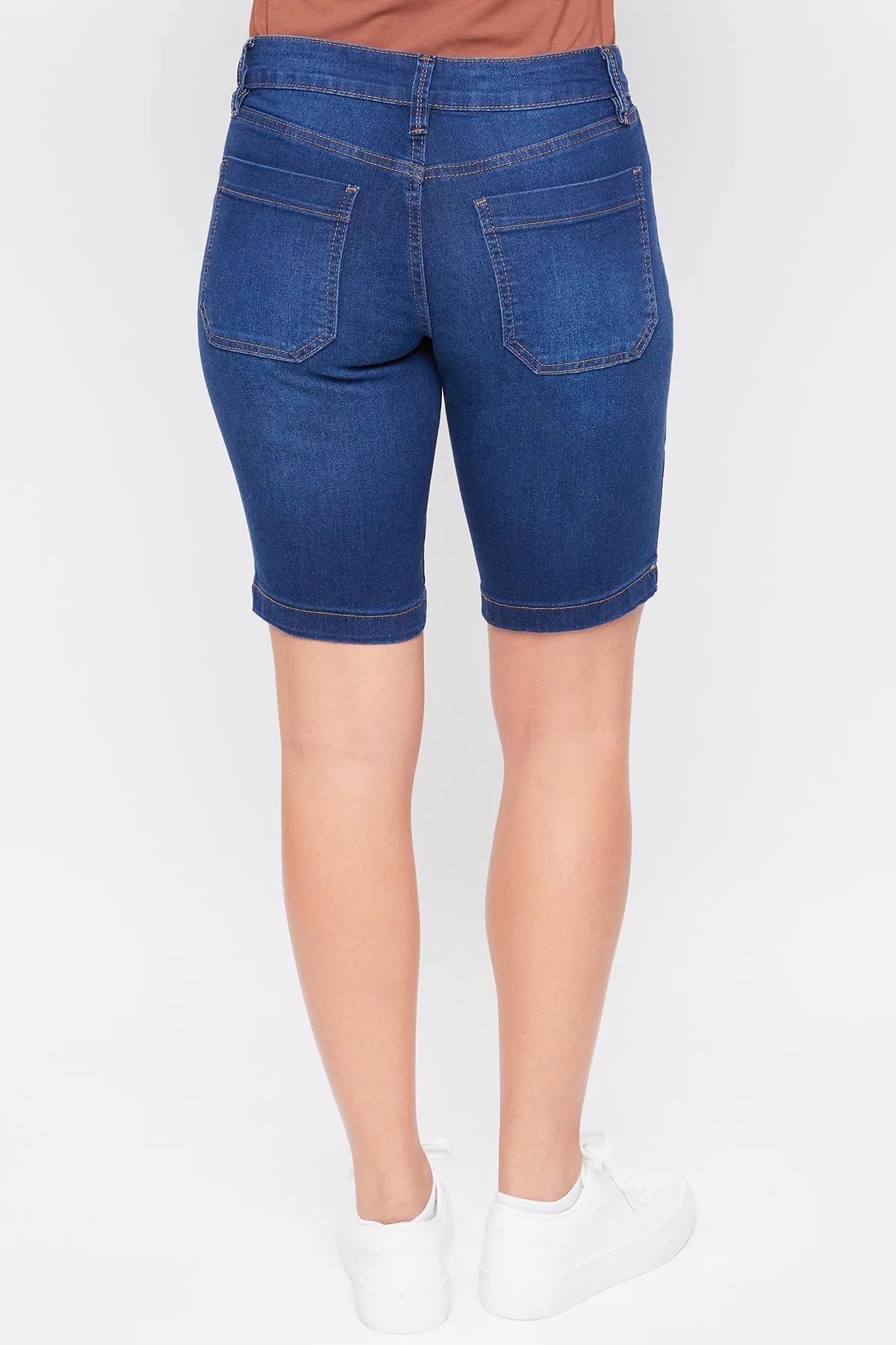 Missy Mid Rise Porkchop Pocket Bermuda Shorts With Side Slit Hem 12 Pack