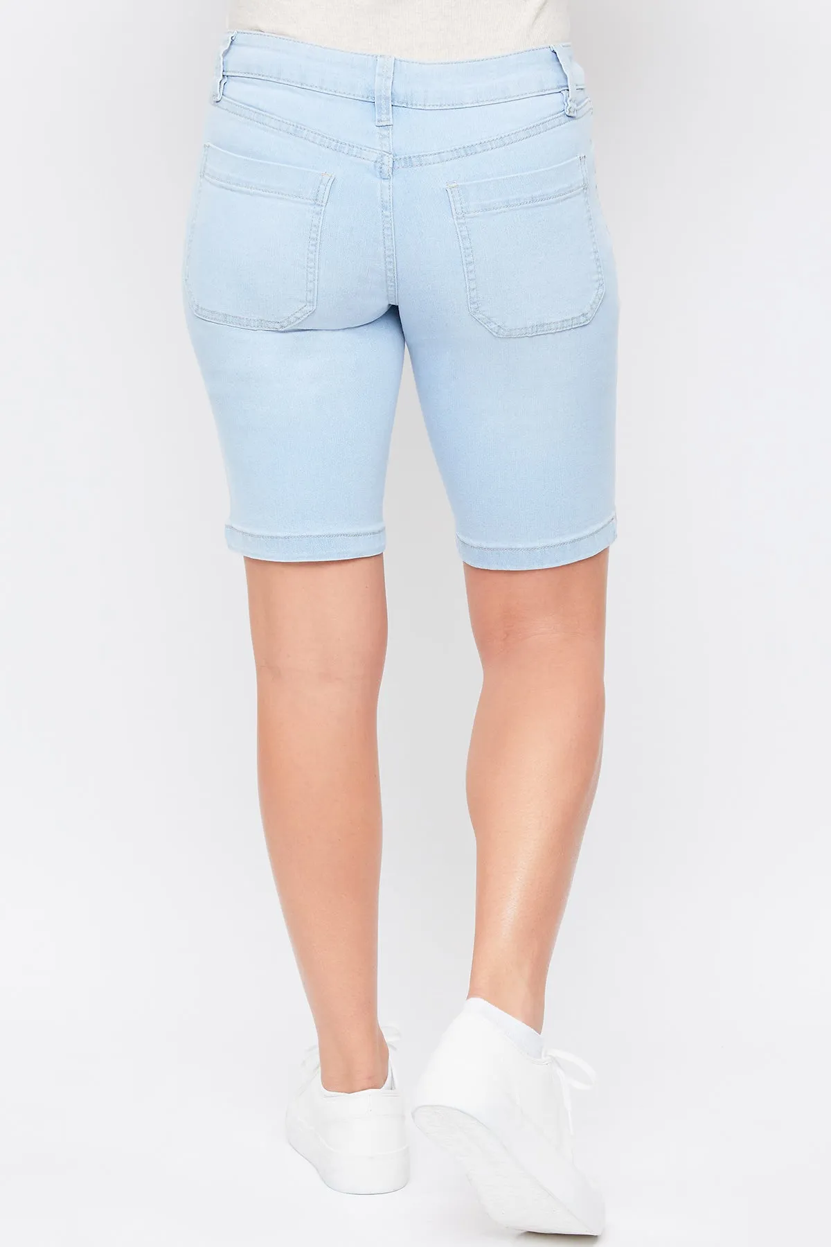 Missy Mid Rise Porkchop Pocket Bermuda Shorts With Side Slit Hem 12 Pack