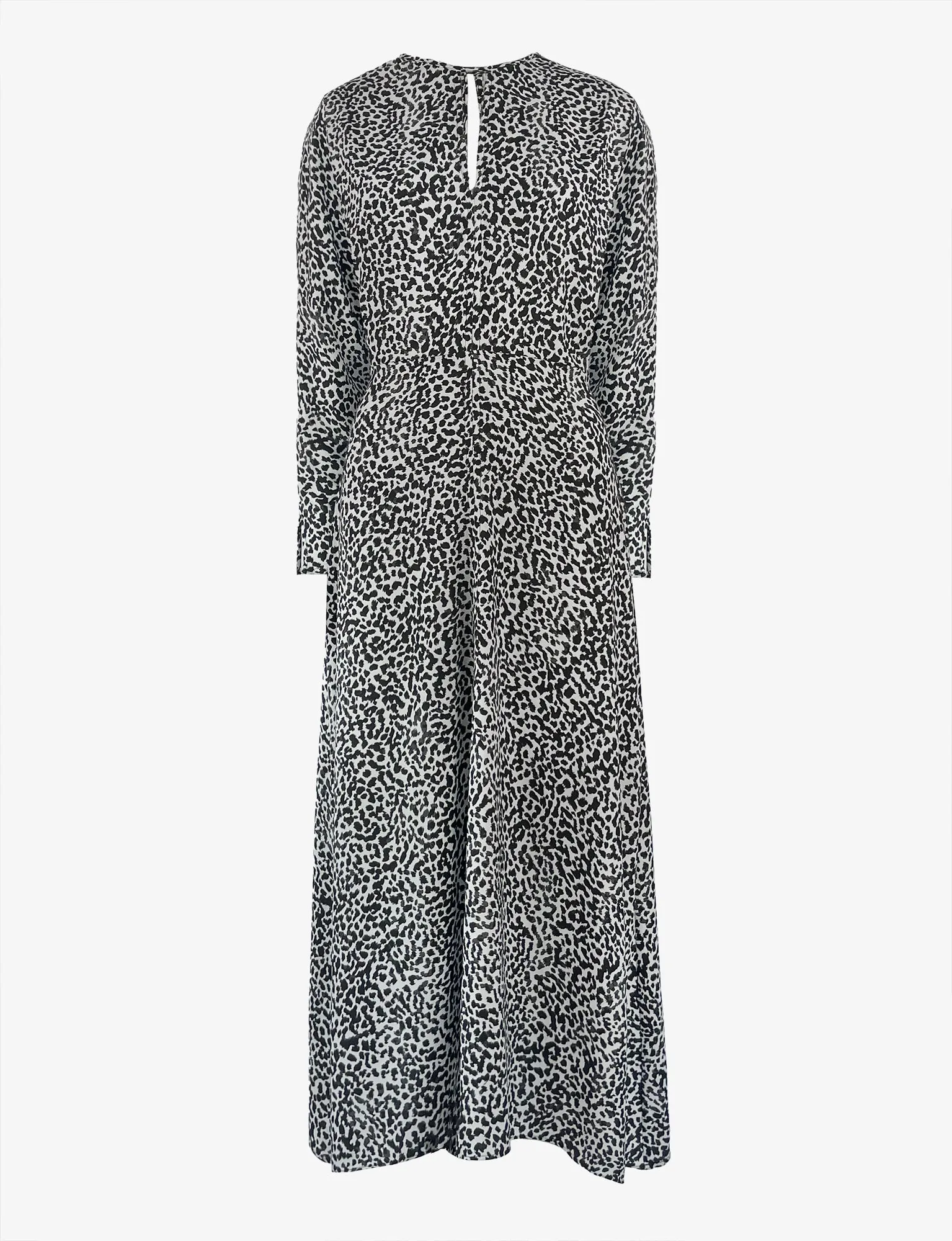 Mono Dalmatian Print Batwing Sleeve Midaxi Dress