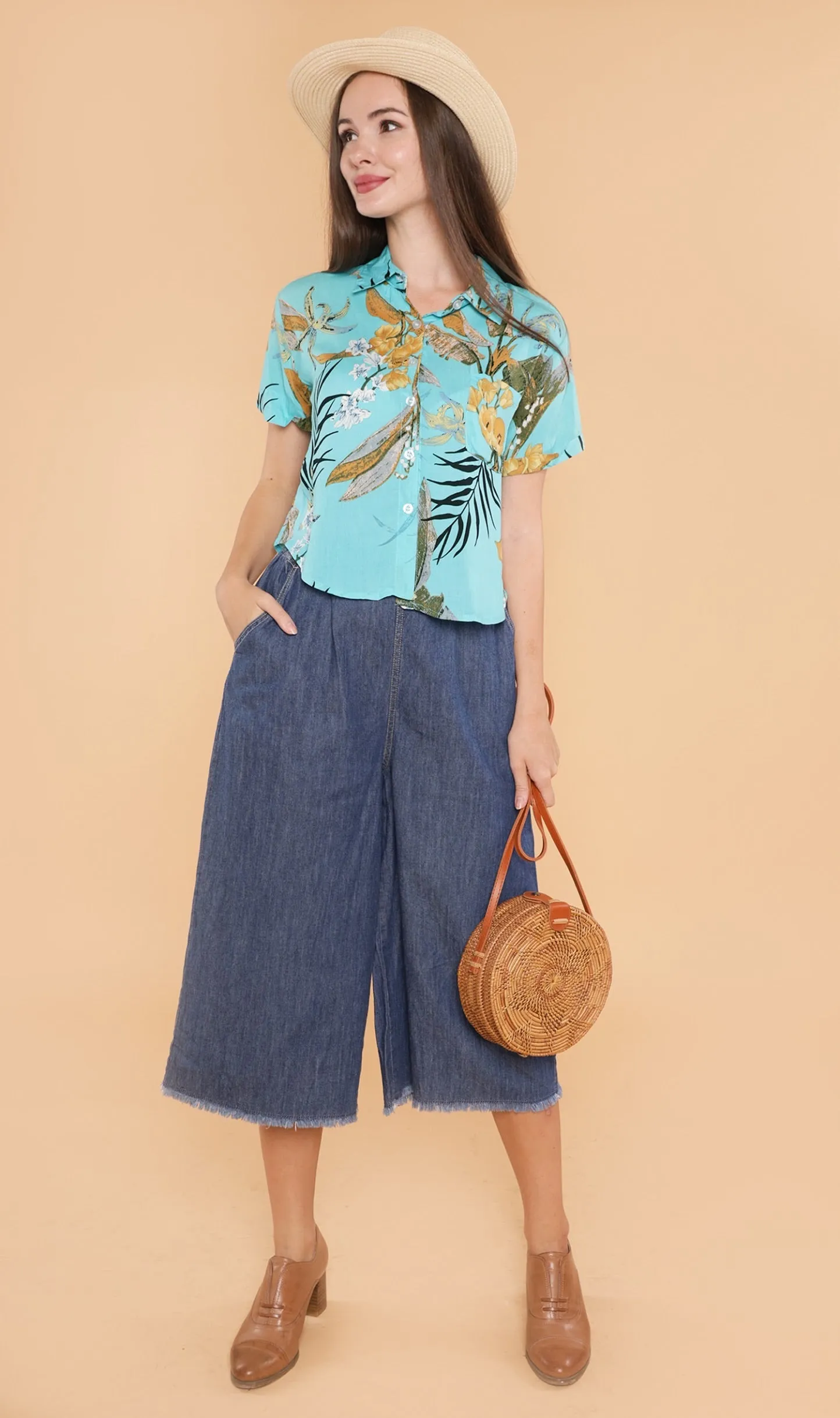 MONTE Tropical Collar Shirt (Aqua)