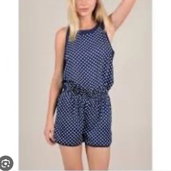 Navy Polka Dot Romper Shorts