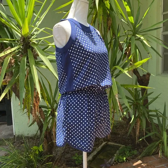 Navy Polka Dot Romper Shorts