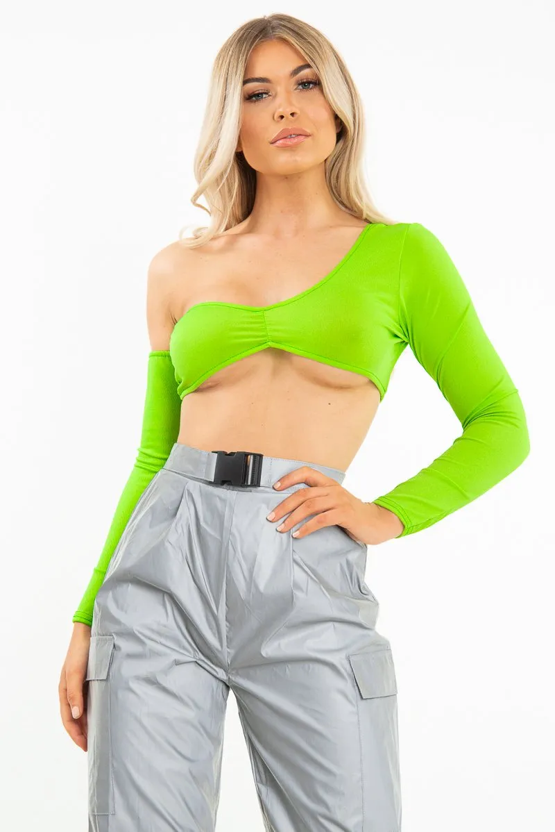 Neon Green Asymmetric Crop Top - Nicki