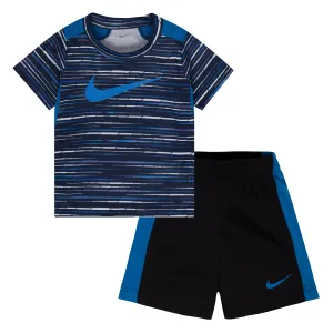 Nike Baby Print T-Shirt & Short Set Black Obsidian