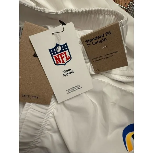Nike White Los Angeles Rams NFL Dri Fit Active Shorts Size Medium NWT