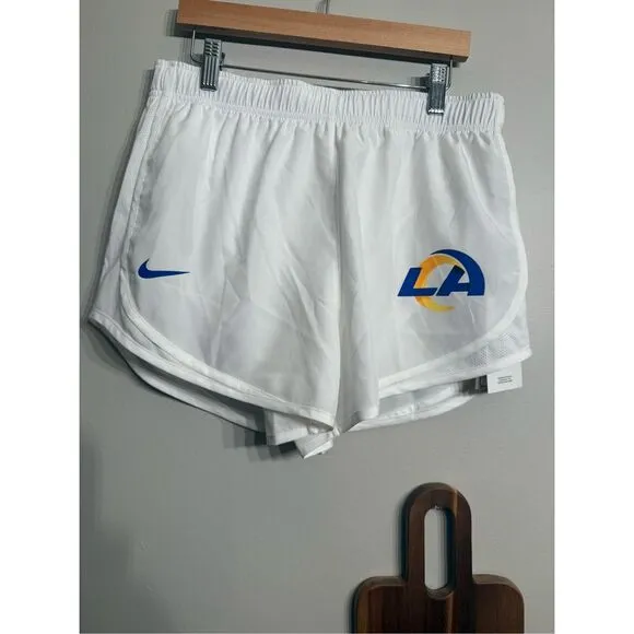 Nike White Los Angeles Rams NFL Dri Fit Active Shorts Size Medium NWT
