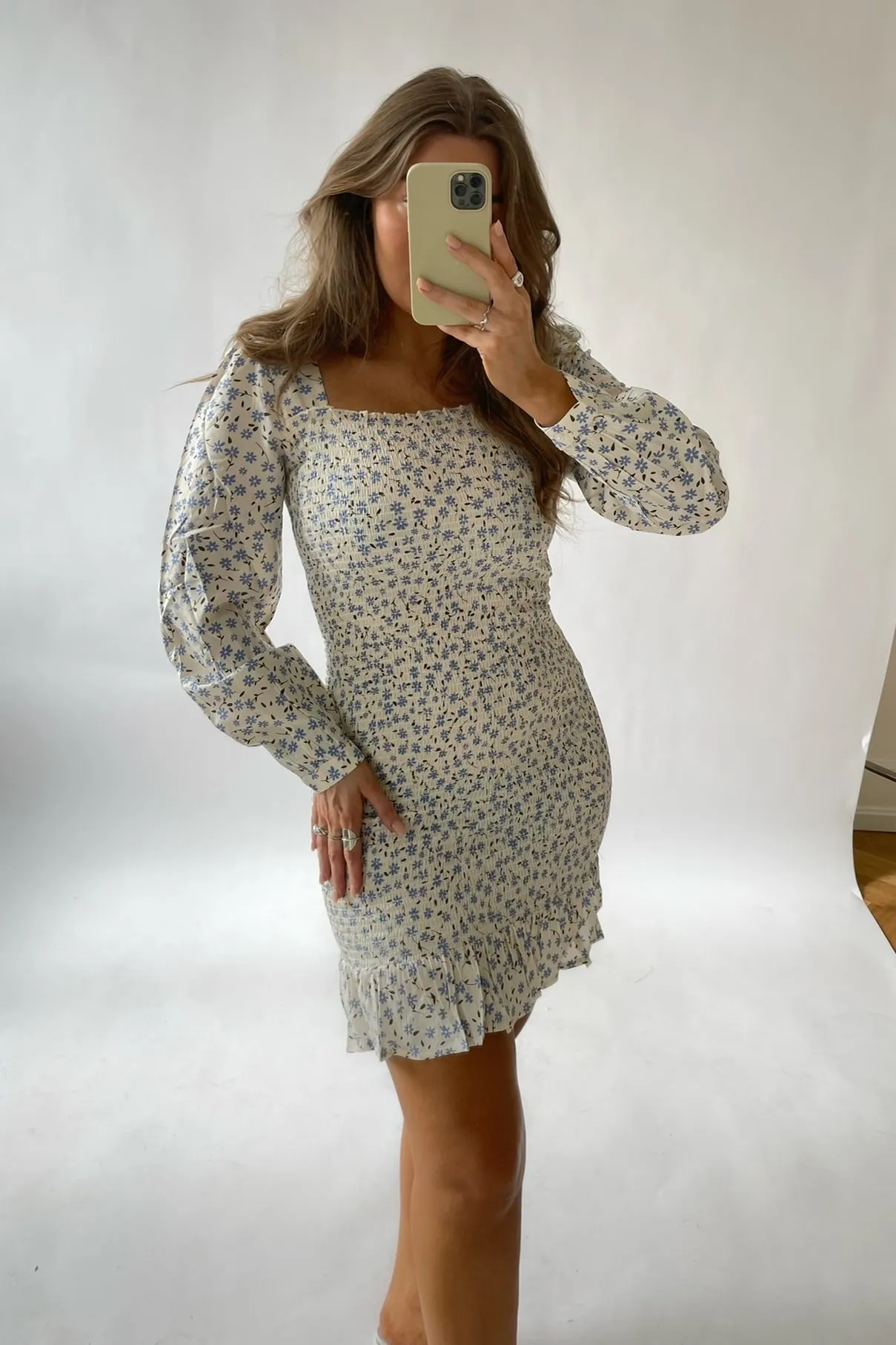 NMTone Smock Kjole - Blå Blomsterprint