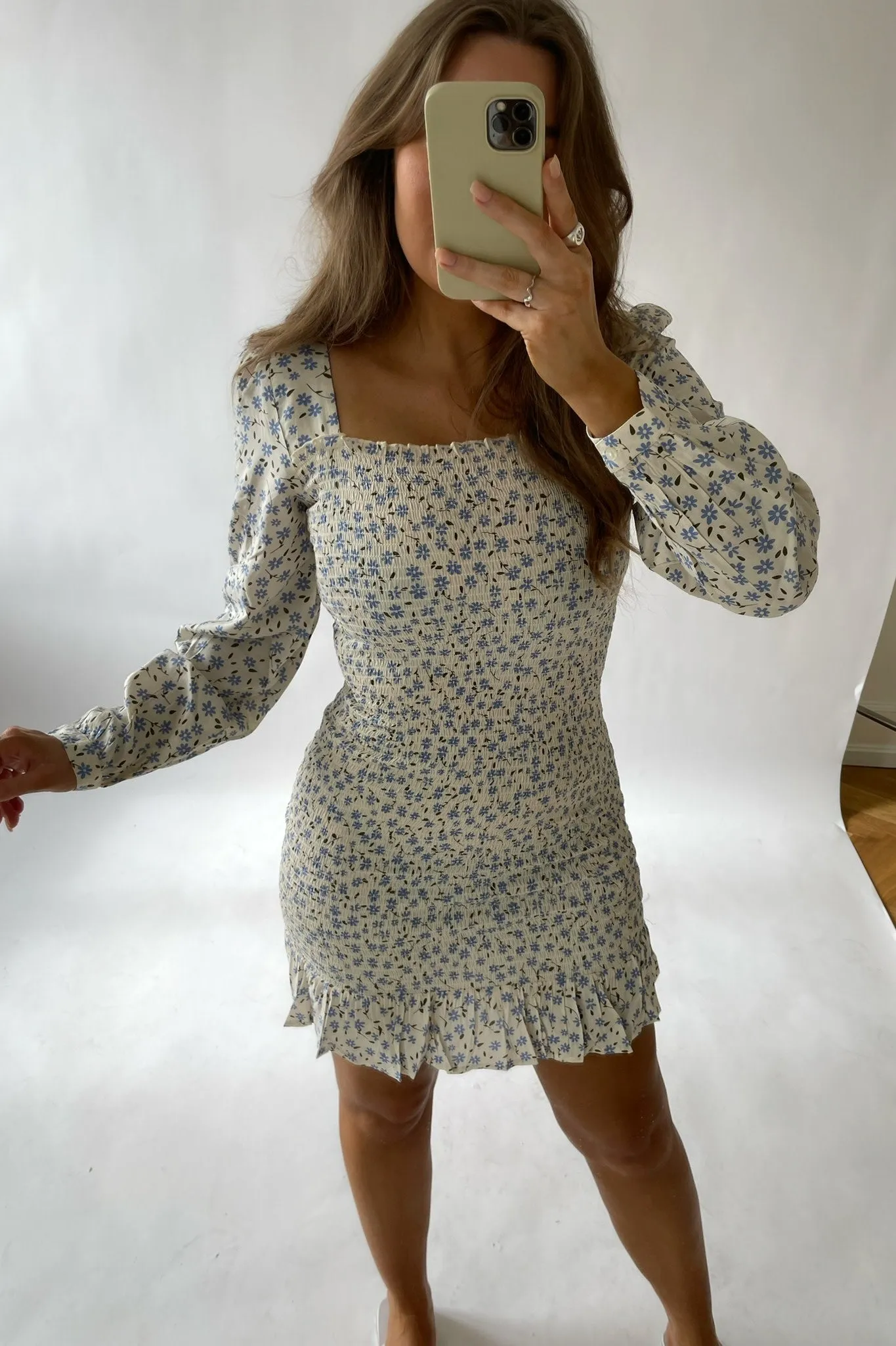NMTone Smock Kjole - Blå Blomsterprint