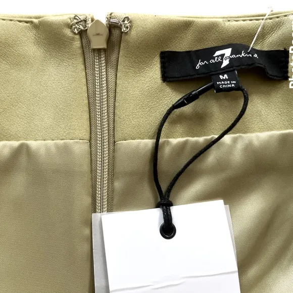 NWT 7For all Mankind faux leather mini skort with slit light mossy green Medium