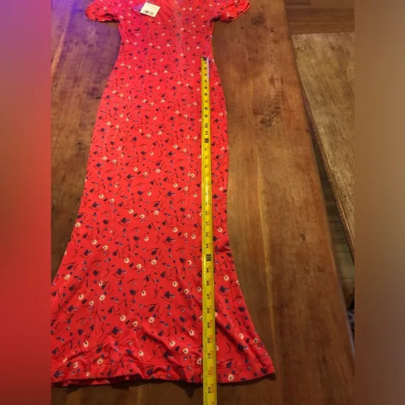 NWT Free People Dress Red Floral with Keyhole Back