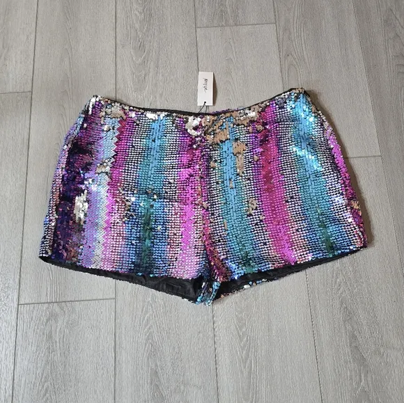 NWT Nasty Gal Premium Multi Sequin Knicker Shorts  Size US 14