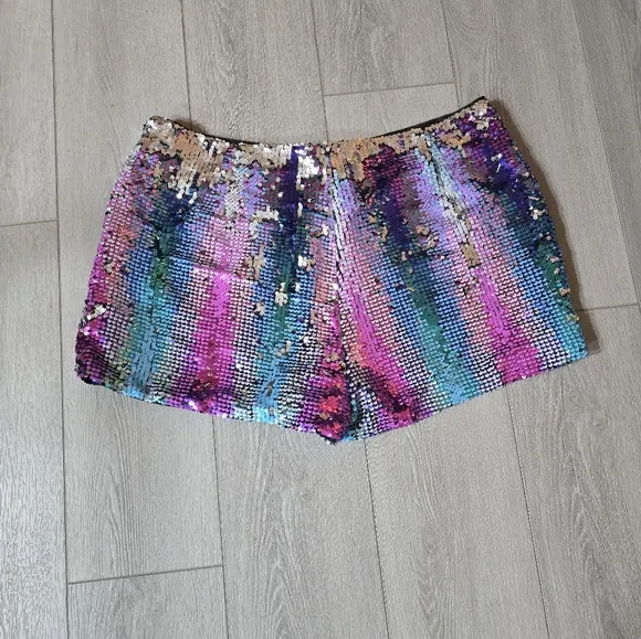 NWT Nasty Gal Premium Multi Sequin Knicker Shorts  Size US 14