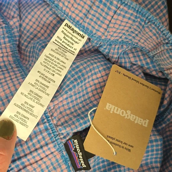 NWT Patagonia Women’s Garden Island Shorts Hemp Mauve 3.5&quot; Plaid sz M or L avail
