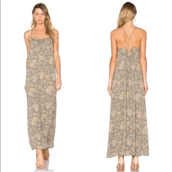 NWT Vince Silk Hawaiian Floral Maxi Dress Tank Keyhole 6 Coachella Boho