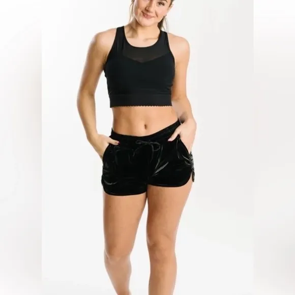 NWT ZYIA Midnight Gloss Bomber Shorts size M
