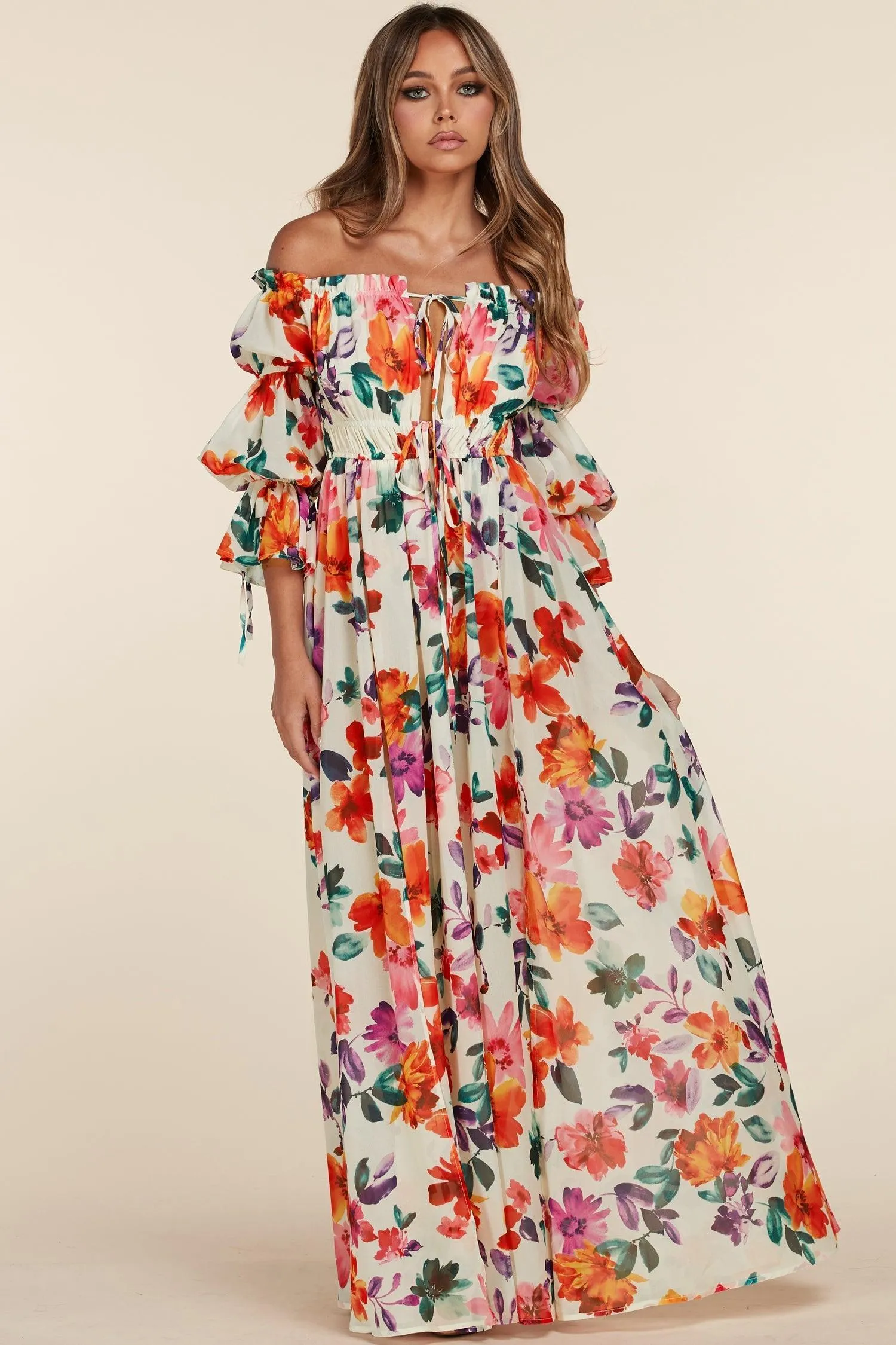 OFF SHOULDER MAXI FLORAL DRESS