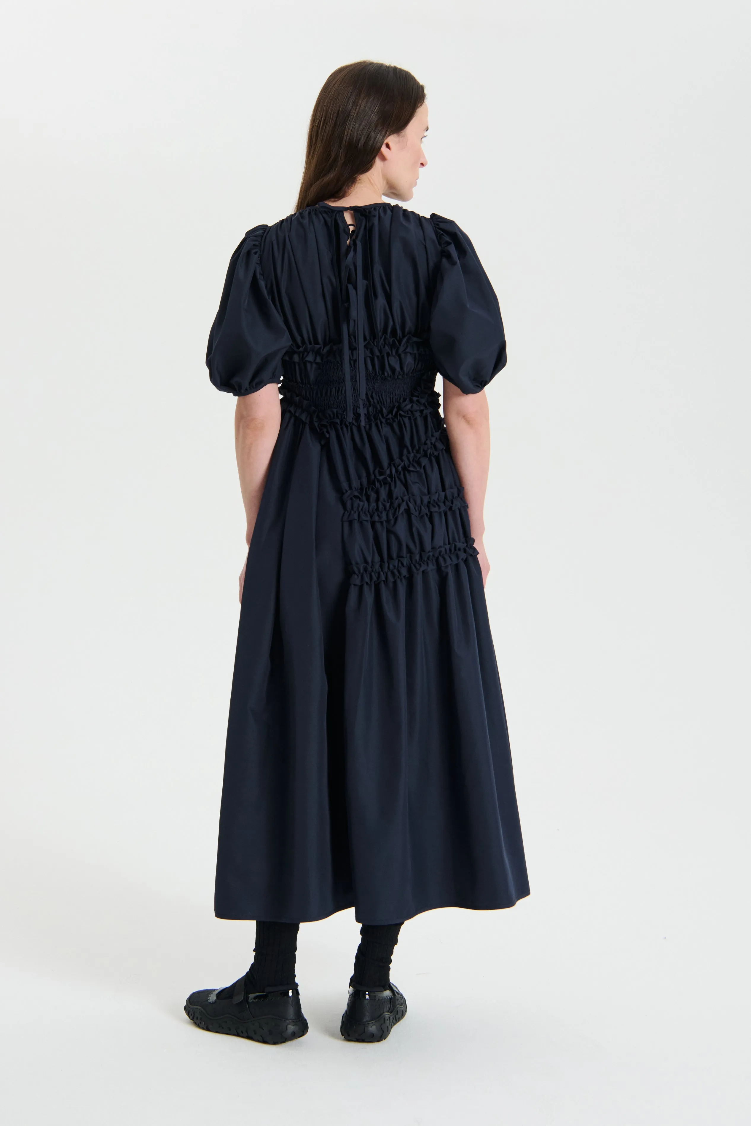 OMARA | DRESS RECYCLED FAILLE NAVY