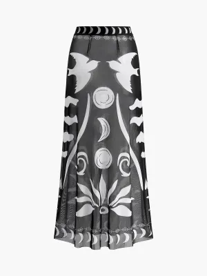 On-sale Mesh Skirt Reliable customer support Printed Beach Cover-Up Sheer