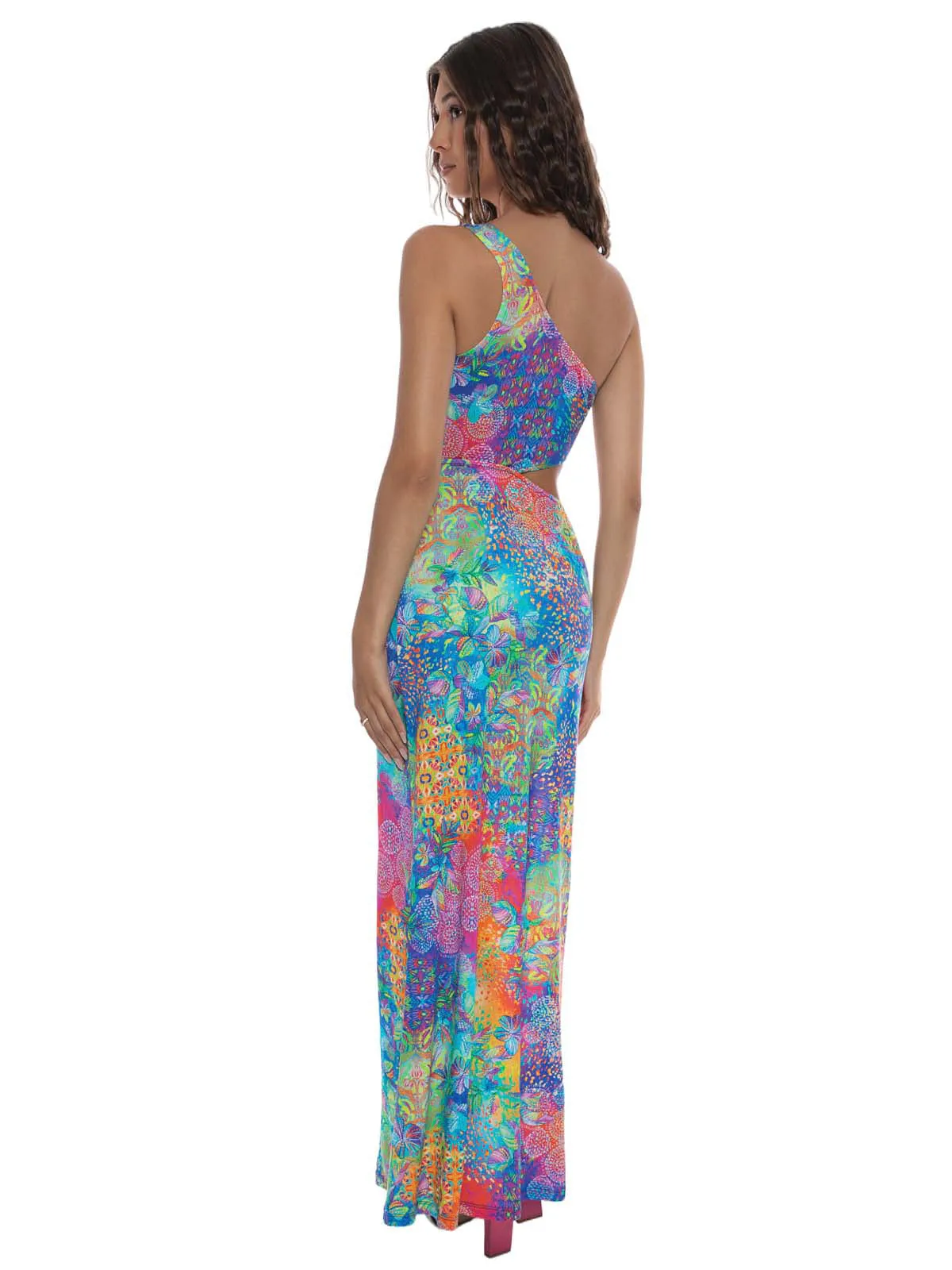 One Shoulder Ring Cut Out Maxi Dress